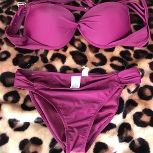 Magenta twist bathing suit